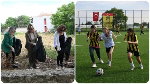 Edirne'de kadınlar çevre temizliğinin ardından dostluk maçı yaptı