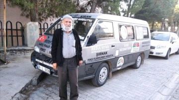 "Elmacı Dede" Suriye'deki çocuklara kırtasiye malzemelerini ulaştırmak için yola çıkt