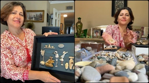 Emekli mühendis sahilden topladığı çakıl taşlarını sanat eserine dönüştürüyor