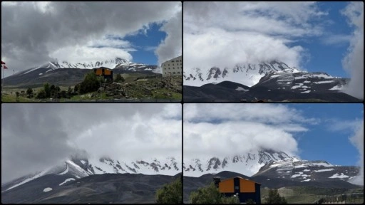 Erciyes Dağı'nın zirvesine kar yağdı
