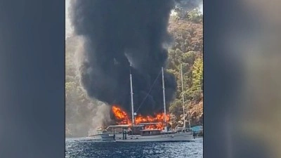 Fethiye'de tur teknesinde yangın &ccedil;ıktı