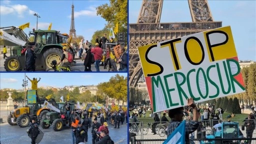 Fransa'da AB-MERCOSUR anlaşmasına karşı çıkan çiftçiler eylemde