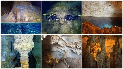 Gilindire Mağarası'ndaki gölün barındırdığı zenginlikler su altı kamerasında