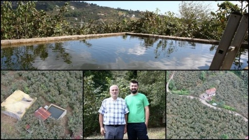Giresun'da fındık bahçesine damla sulama sistemi kuran baba oğul verimi iki kat artırdı