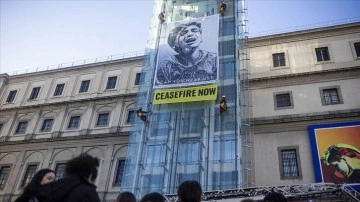 Greenpeace, Reina Sofia Müzesi'ndeki Filistin'e destek eyleminde, AA fotoğrafını kullandı