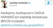 Hadise'den Azerbaycan'a destek