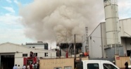 Halı saha çimi üreten fabrikada korkutan yangın