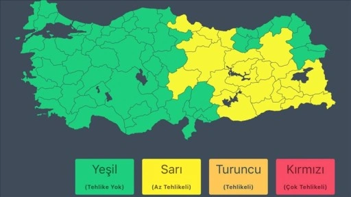 İçişleri Bakanlığından Doğu ve Güneydoğu Anadolu'daki bazı iller için meteorolojik uyarı