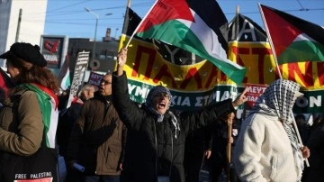 İsrail'in Filistin'e saldırıları Atina'da protesto edildi