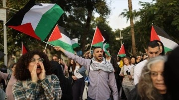 İsrail'in tarihi Filistin semti Yafa'da "Cenin" protestosu