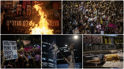 İsrailliler, Gazze kentini işgal kararına karşı esir takası anlaşması talebiyle protesto düzenledi