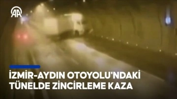 İzmir-Aydın Otoyolu'ndaki tünelde meydana gelen zincirleme kaza güvenlik kamerasında