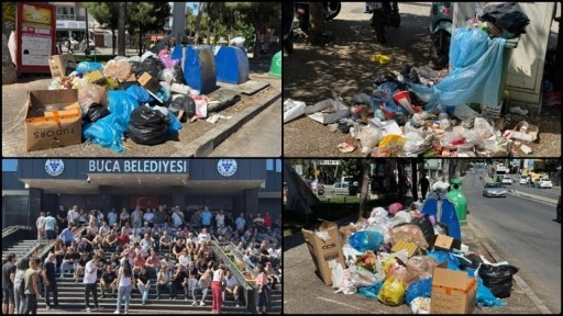 İzmir Buca'da işçilerin grevi sebebiyle oluşan çöp yığınları tepkilere neden oluyor