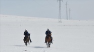 Kara kışta kesintisiz elektrik için karlı dağları at ve hediklerle aşıyorlar