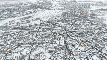 Karla kaplı Bingöl dronla havadan görüntülendi