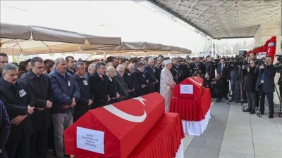 Katar'da helikopterin d&uuml;şmesi sonucu şehit olan ASELSAN teknisyenleri son yolculuklarına uğurla