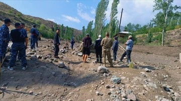 Kırgızistan'ın Issık Göl Bölgesi'ndeki selden 92 köy evi zarar gördü