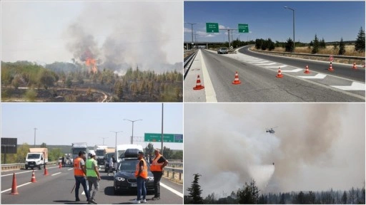 Kırklareli'nde ağaçlık alanda çıkan yangın nedeniyle Avrupa Otoyolu trafiğe kapatıldı