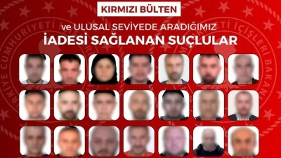 Kırmızı b&uuml;ltenle aranan 27, ulusal seviyede aranan 21 su&ccedil;lu &uuml;lkeye getirildi