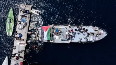 K&uuml;resel Sumud Filosu Gazze'ye gitmek &uuml;zere Marmaris'ten demir aldı