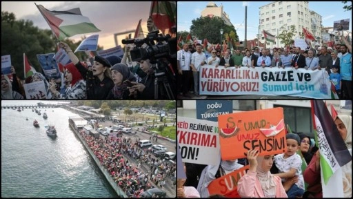 Küresel Sumud Filosu'na destek için birçok ilde yürüyüş düzenlendi