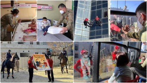 Lösemiyle savaşan çocuklara jandarmadan sevgi dolu sürpriz