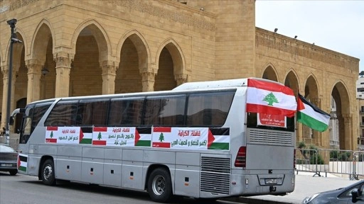 Lübnan konvoyu "Küresel Gazze Yürüyüşü"ne katılmak için yola çıktı