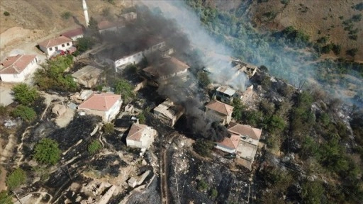 Malatya'da otluk alanda çıkan yangın evlere sıçradı