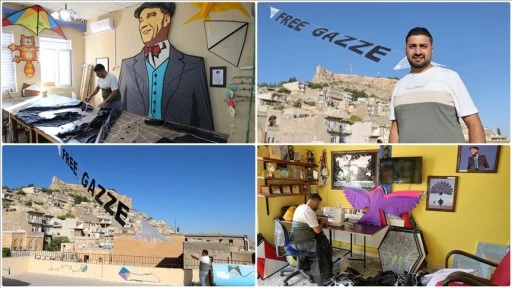 Mardin semalarında 'Free Gazze' yazılı uçurtma süzüldü