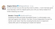 Meghan McCain’den Trump’a: 'Kimse babamı sevdiği kadar Trump’ı sevmeyecek'