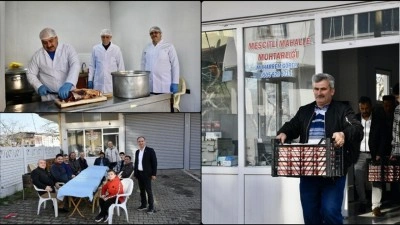 Muhtarlık ofisini yemekhaneye &ccedil;eviren mahalleli yaklaşık 150 yaşlıya iftarlık hazırlıyor