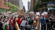 New York&#039;taki İsrail Başkonsolosluğu önünde Filistin&#039;e destek gösterisi