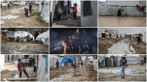 Olumsuz hava koşulları Gazze&rsquo;de, yerinden edilenlerin dramını daha da ağırlaştırdı