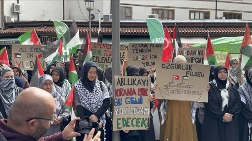 Özgürlük Filosu Koalisyonu'ndaki gemilere İsrail'in saldırısı Konya'da protesto edild