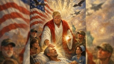 Papa 14. Leo'yu eleştiren Trump, kendisinin Hazreti İsa gibi tasvir edildiği g&ouml;rseli paylaştı: