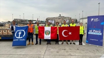 Peru'da depremzedeler için toplanan yardım malzemesi Türkiye'ye gönderildi