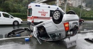 Rize'de araç takla attı: 1 yaralı