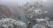 Samsun&#039;da kanyondan karlı manzara
