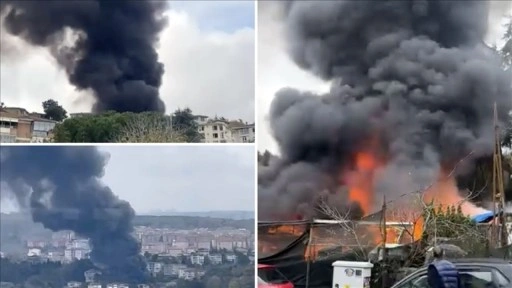 Sarıyer'de iş yerinde çıkan yangına müdahale ediliyor