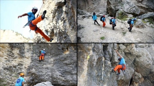 Sarp kayalarla çevrili Kapıkaya Kanyonu kışın da tırmanış tutkunlarını ağırlıyor