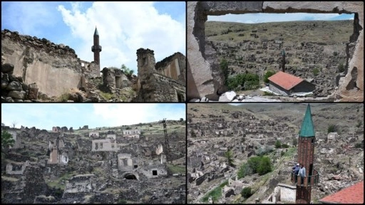 Sel nedeniyle 40 yıl önce terk edilen köylerini ayakta kalan minareden seyrediyorlar