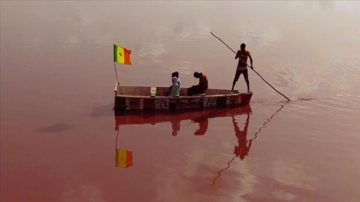 Senegal'de aşırı yağışlar nedeniyle yeşillenen Pembe Göl sonunda rengine kavuştu