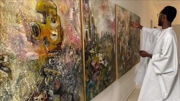 Senegalli ressam 6 Şubat depremlerinden etkilenerek 4 tuvalden oluşan bir eser yaptı