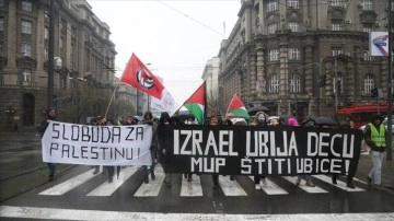 Sırbistan'da yasaklanmasına rağmen Filistin'e destek eylemi yapıldı