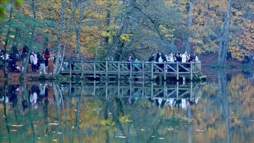 Sonbahar renklerine bürünen "orman denizi" Yedigöller'de ziyaretçi yoğunluğu