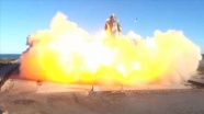 SpaceX&#039;in Mars&#039;a göndermeyi planladığı Starship aracı, deneme uçuşu sonrası yerde infilak