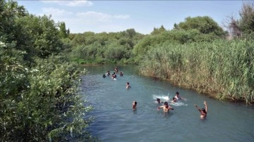 Süleymaniye'de sıcaktan bunalan halk, serinlemek için nehirlere akın ediyor