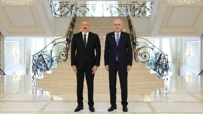 TBMM Başkanı Kurtulmuş, Bak&uuml;'de Azerbaycan Cumhurbaşkanı Aliyev tarafından kabul edildi