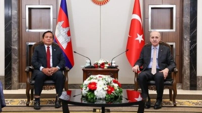 TBMM Başkanı Kurtulmuş, Kambo&ccedil;ya Senatosu Birinci Başkan Yardımcısı Borith'i kabul etti