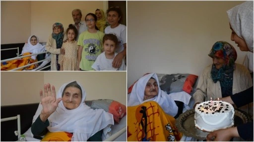 Torununun torununu gören 106 yaşındaki Hatice nineye doğum günü kutlaması